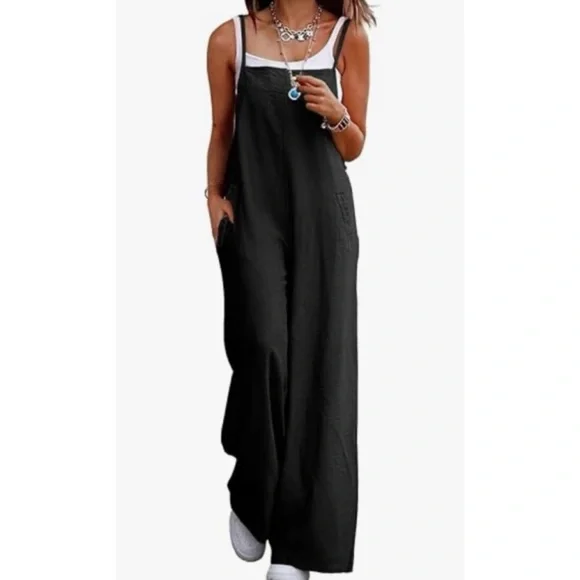 (NWT) YESNO • Chic Black Sleeveless Square-Neck Wide Leg Jumpsuit, 4XL - Picture 3 of 16